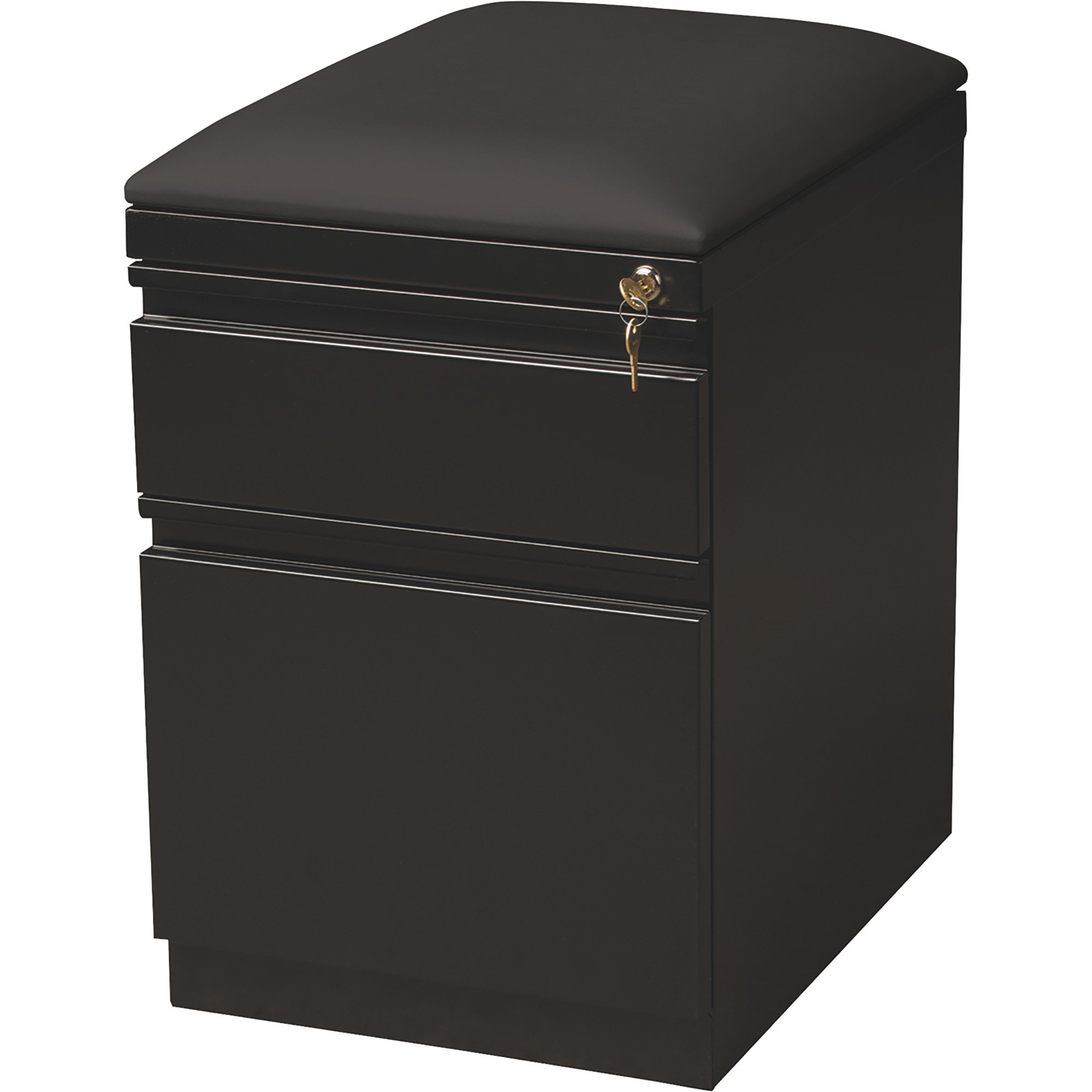 Hirsh Industries 2-Drawer Mobile Pedestal Cabinet for Letter-Size Files, with Seat – 15in.W x 19 7/8in.D x 23 3/4in.H